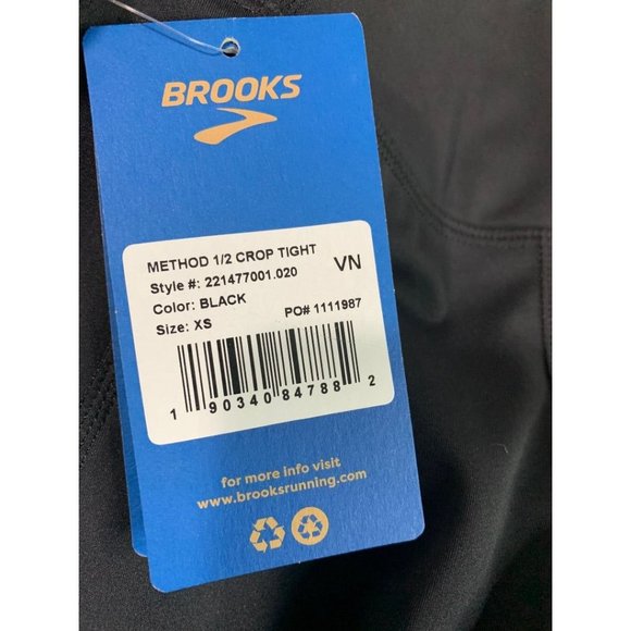 XS Brooks Women's New Black 1/2 Crop Tight High Waist Compression Leggings - Picture 13 of 13